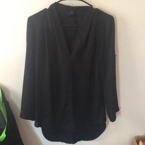 V-neck Flowing Black Dress Shirt